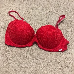Red lace bra
